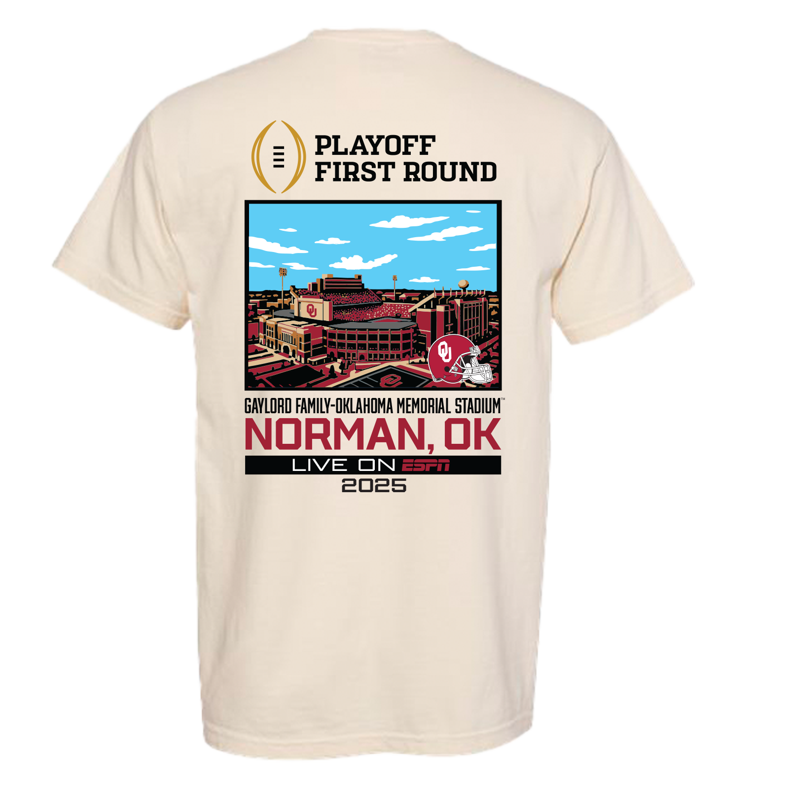 CFP '25|'26 Oklahoma 1st Round Live From Gaylord Family Oklahoma Memorial Stadium Tee