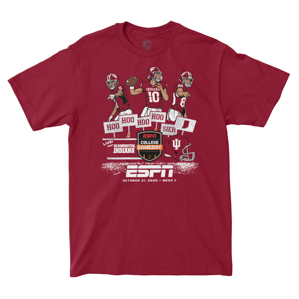 2026 ESPN College Gameday Week 9 Indiana Signs Tee - Crimson - Indiana Football