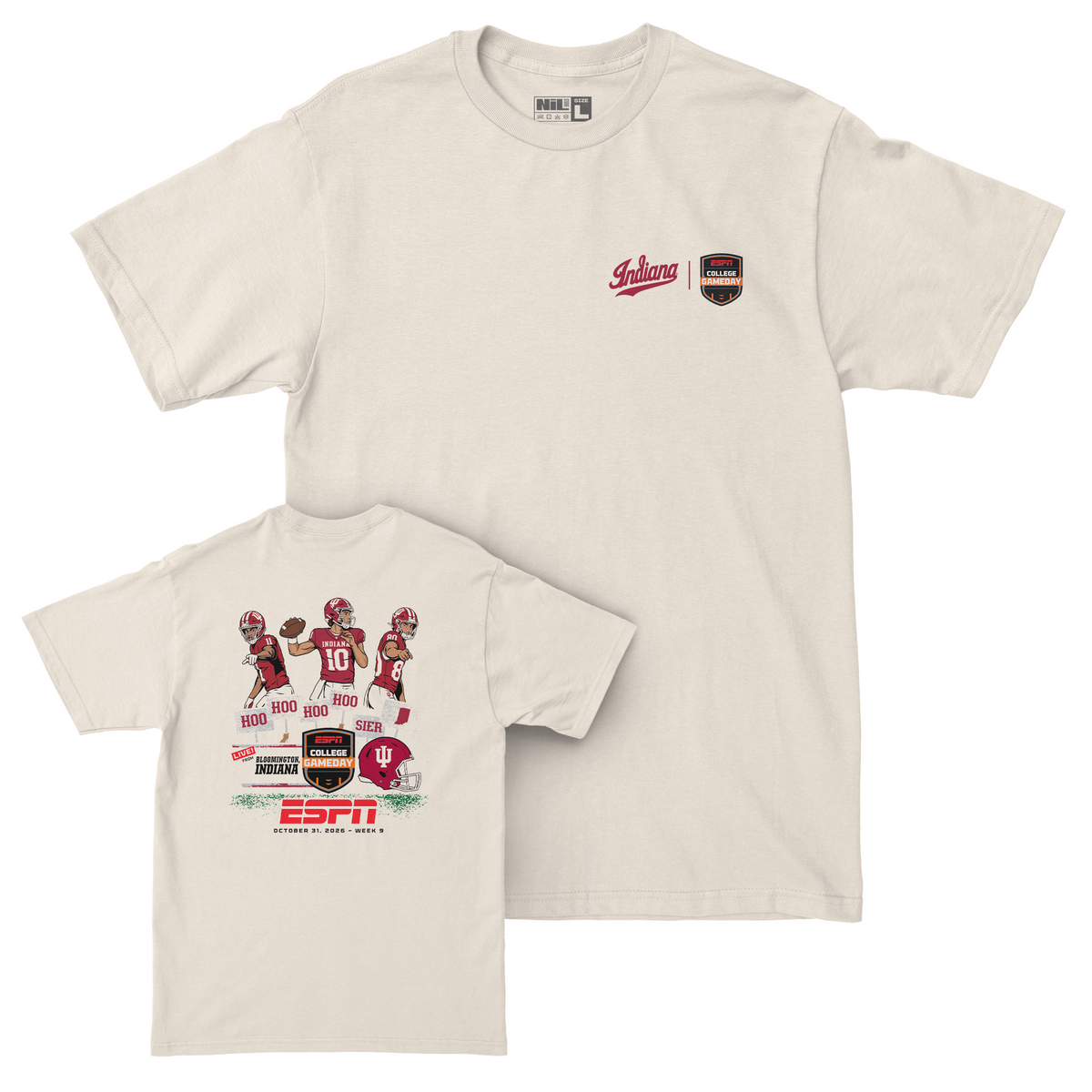 2026 ESPN College Gameday Week 9 Indiana Signs Tee - Ivory - Indiana Football