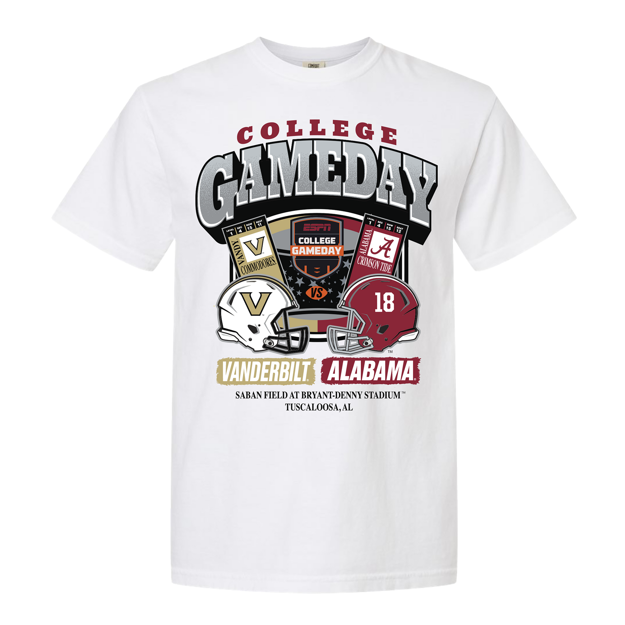 College GameDay Vanderbilt vs Alabama Ticket Tee
